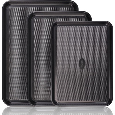 Baking Sheet Pan Set, 3x Cookie Sheets for Oven