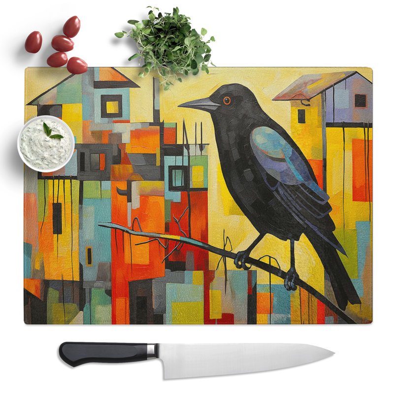 Crow Constructivism  Glass Chopping Board