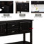 Buffet de salon en bois massif, grand espace de rangement - Console de 48 po de style rustique pour bureau