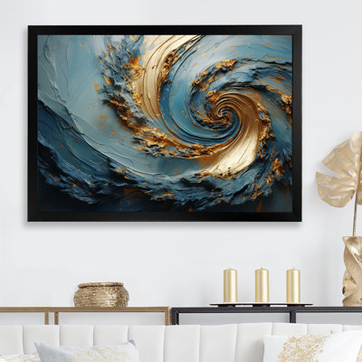 Vortex doré et bleu - art abstrait sur toile