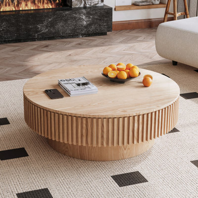 Table basse en placage de bois massif avec rangement