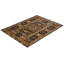Tapis noir / orange noué à la main de conception unique et unique 6 pi 5 po x 8 pi 10 po Vasila