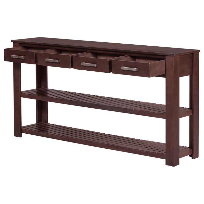 U_Style Stylish Entryway Console Table with 4 Drawers and 2 Shelves, Suitable for Entryways, Living Rooms.