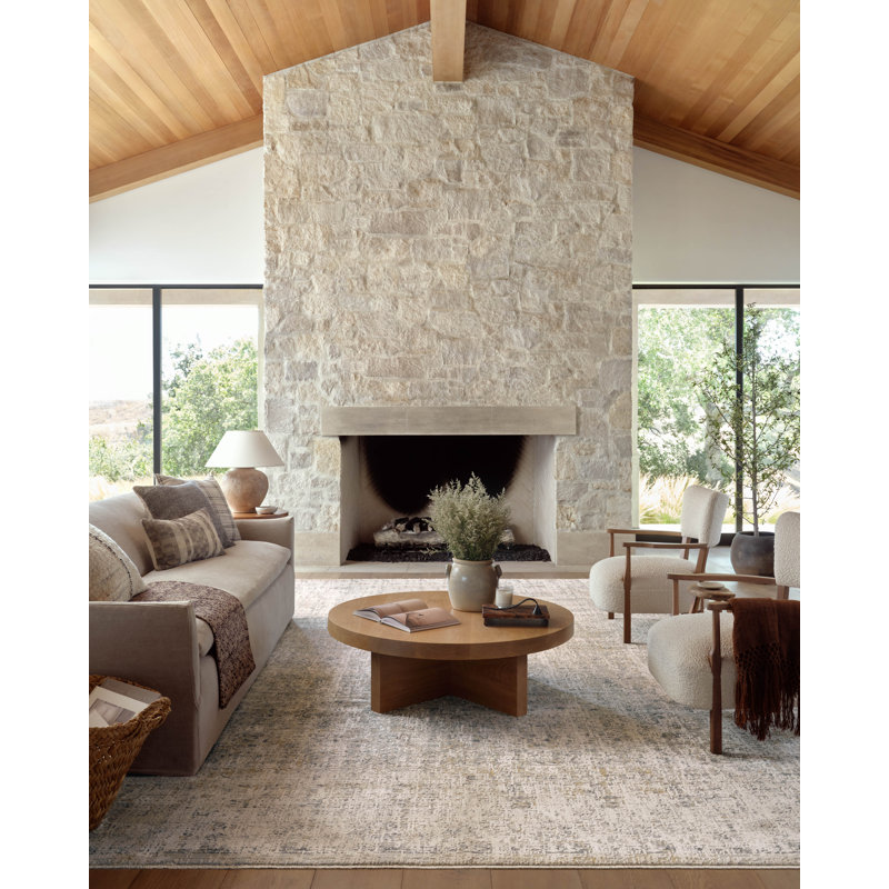 Serene Skies 5' Round Blue Wool-Blend Low Pile Area Rug