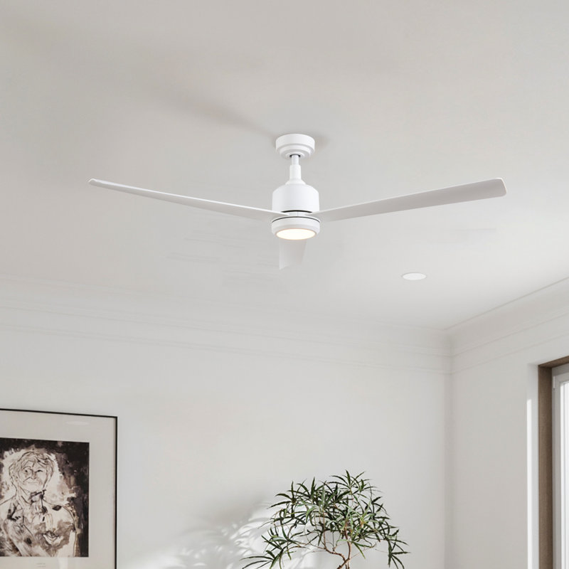 Ventilateur de plafond intérieur / extérieur 60 po avec lumière DEL, intensité variable 6CCT Valen, ventilateur de plafond avec télécommande Valen - blanc mat