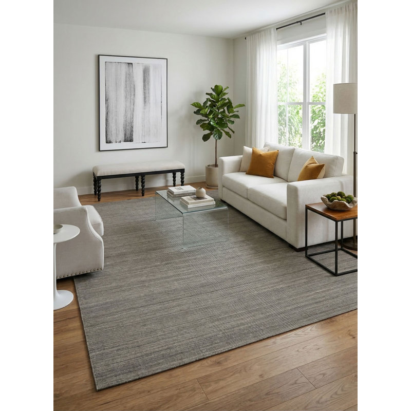 Masala Hand Loomed Area Rug in Gray, Rectangle 10' x 14'