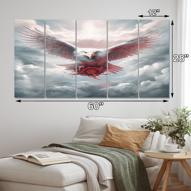 «Majestic White Bird In The High Skies I», reproduction d'art sur toile, 5 panneaux égaux