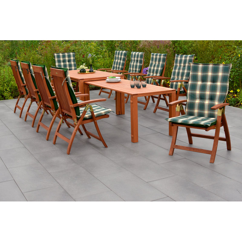 Choteau 10 - Person Wood Patio Dining Set with Rectangular Table , Cushions Included