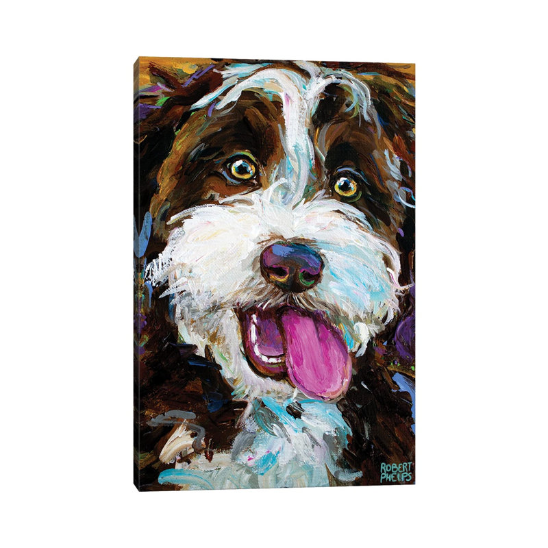 Happy Aussiedoodle I by Robert Phelps - Wrapped Canvas Painting, 66.04 cm H x 45.72 cm W x 1.91 cm D
