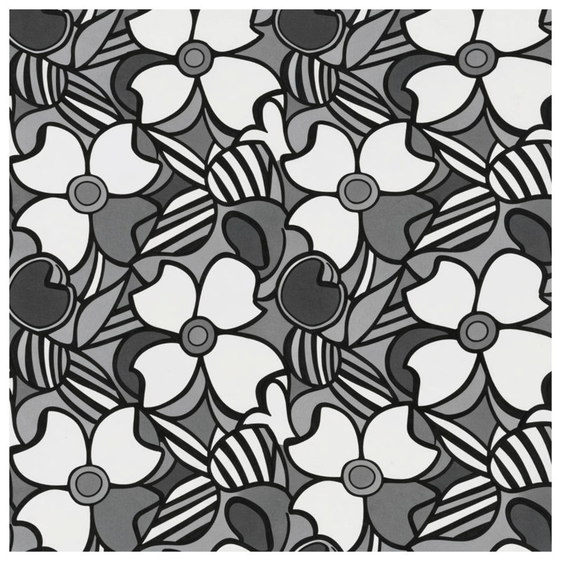 Édredon noir à motif floral, Très grand lit