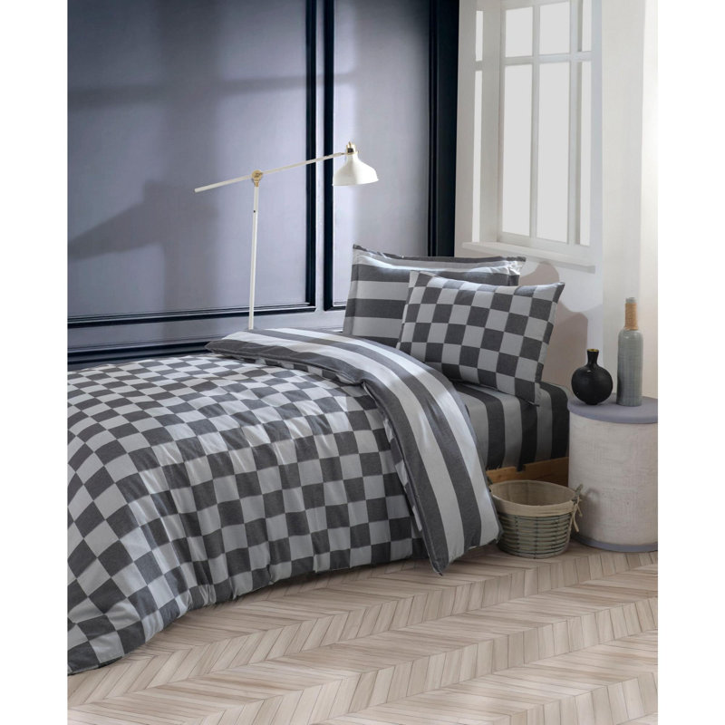 Quiltisse Cotton Bedding, Single Bedspread + 1 Standard Pillowcase, Black