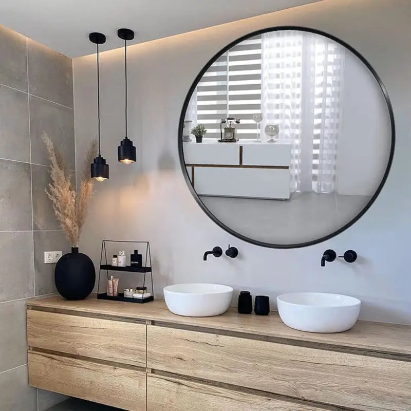 Bali Round Metal Modern Wall Mirror, Gold, 60" x 60"
