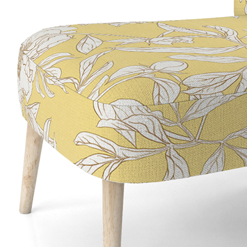 Chaise d'appoint décorative en velours jaune pivoine