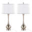 Lampe de table contemporaine 28,75 "en nickel brossé et lin blanc avec garniture argentée Cairo de Grandview Gallery - ensemble de 2