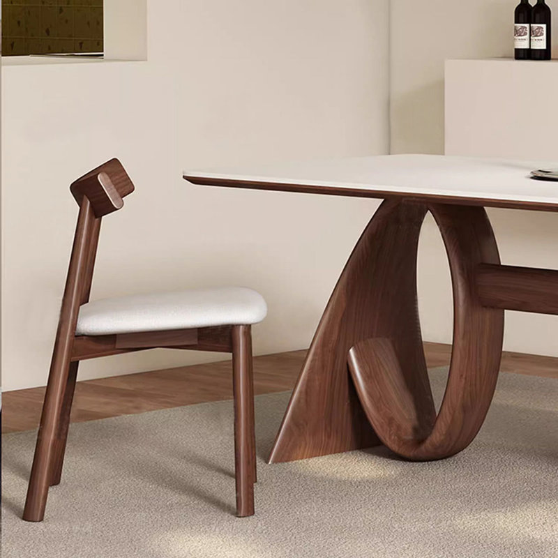 Rock Slab Dining Table with Solid Wood Legs, 29.5"H x 55.1"L x 31.5"W