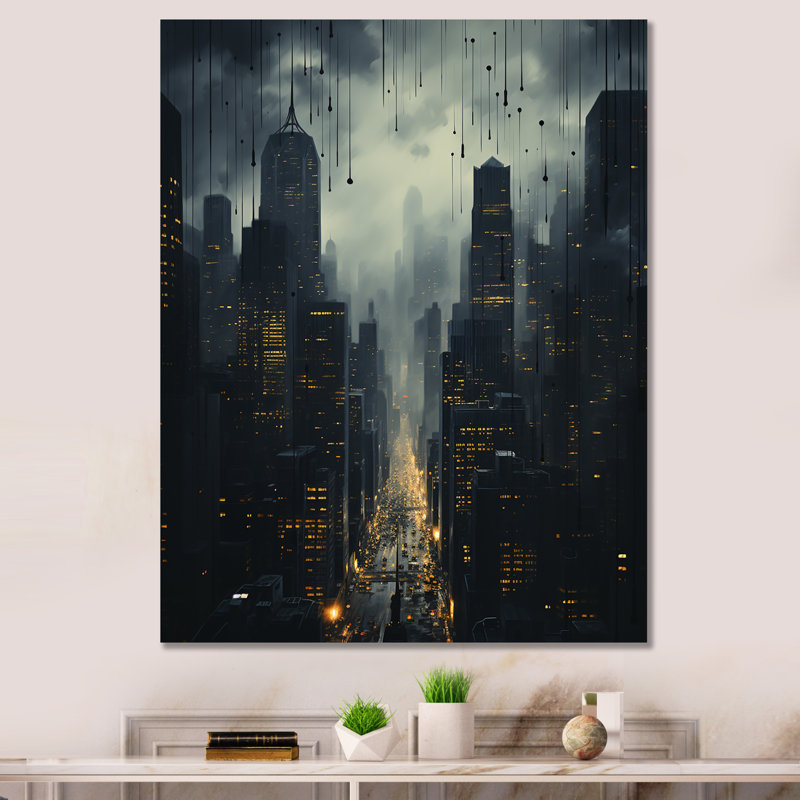 Lashada gratte-ciel monochromatique Metropolis I - impression, Toile tendue, H 32 po x l 24 po x P 1 po