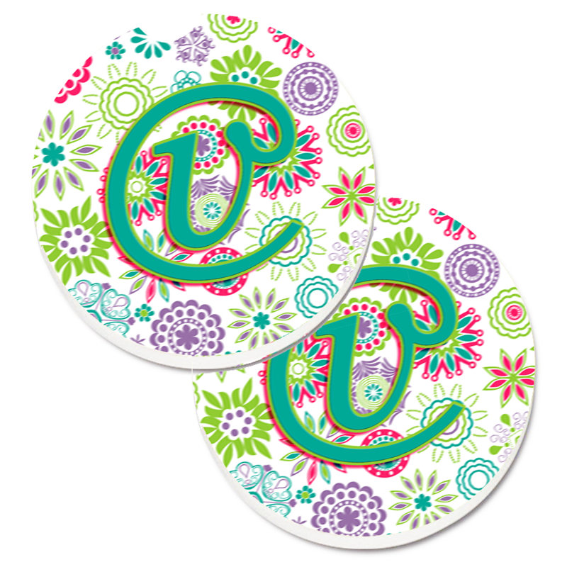 Sous-verre voiture de voiture fleurs initial, V
