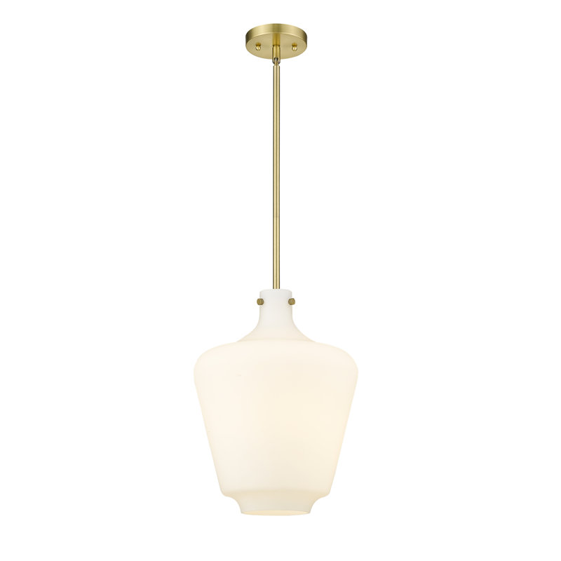 Luminaire suspendu sphère 1 lumière Hedin, Blanc mat, DEL, Or satiné