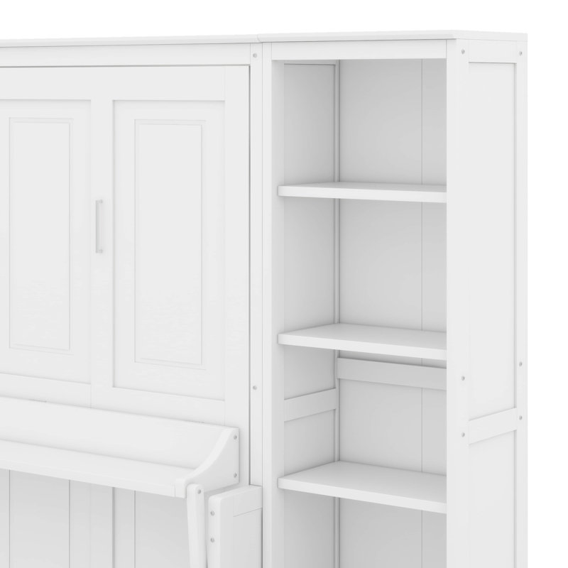 Lit escamotable double avec bureau et bibliothèque, Double