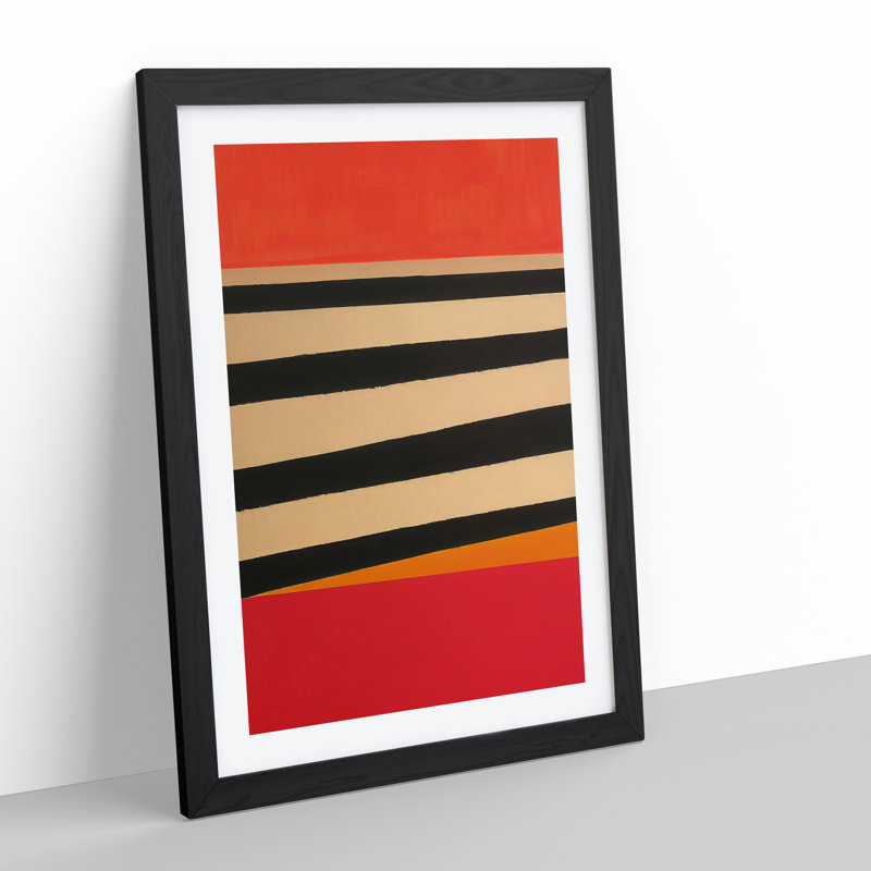 XV1022-3766X Retro Abstract Art No.2 - Print, 66cm H x 48cm W, Black Framed, White