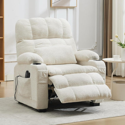 Fauteuil inclinable électrique surdimensionné avec siège de 26 po de largeur, inclinaison silencieuse à 150 ° du moteur, chauffage et massage, porte-gobelets pour le salon