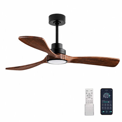 52" Flush Mount Ceiling Fan with LED Lights and Remote Control