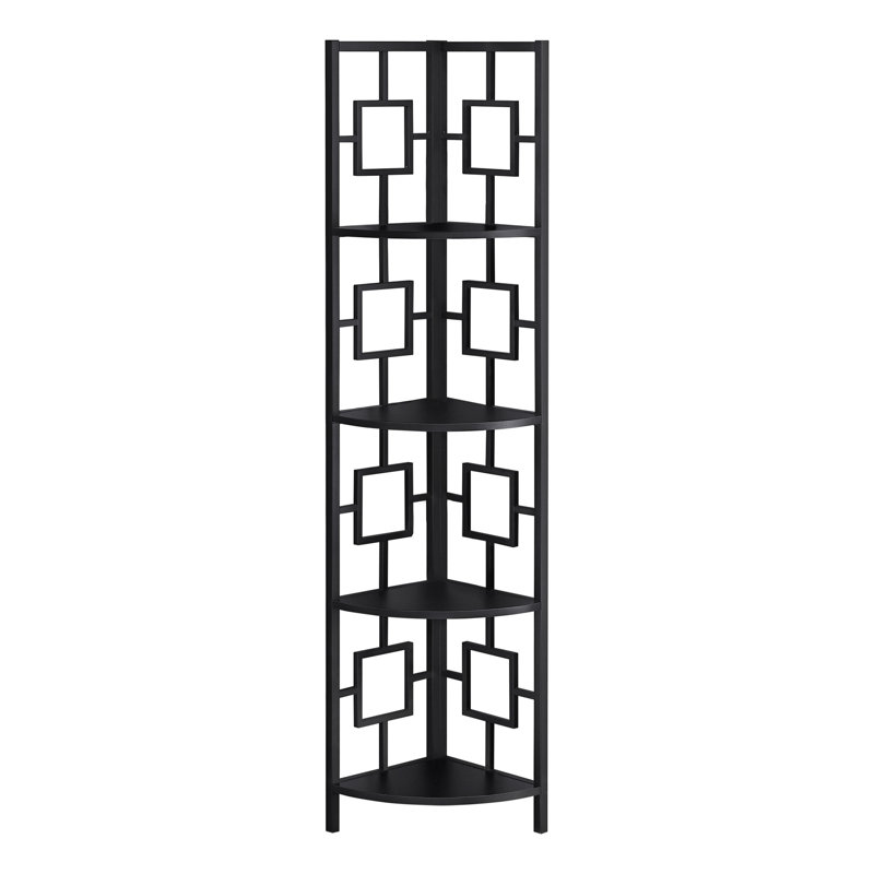Bibliothèque de coin 62 "avec 4 tablettes, Noir