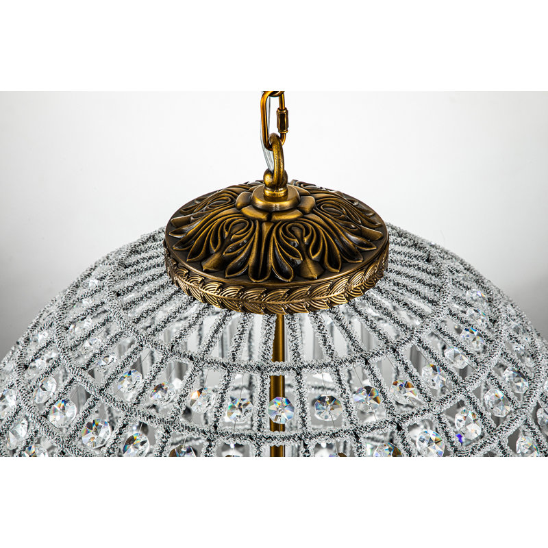 Ennu Vintage Dimmable Globe Crystal Chandelier, 57.9cm H x 45cm W x 45cm D, Antique Bronze