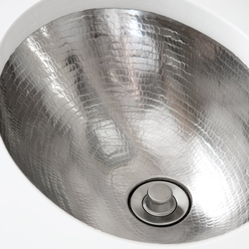 Baby Classic Brushed Nickel Hand Hammered Oval Undermount Bathroom Sink