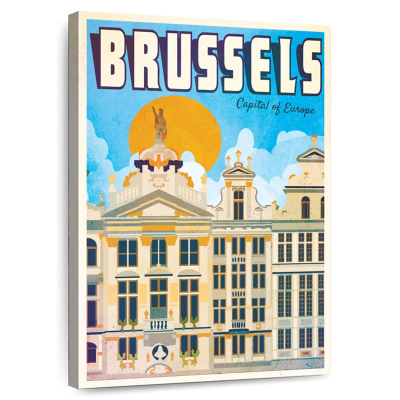 Affiche bruxelloise rétro, H 48 po x l 32 po