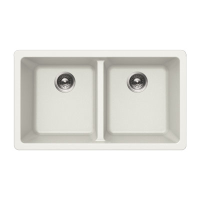Évier de cuisine à double cuve en granite composite encastré 50/50 Houzer Houzer - M-300U CLOUD