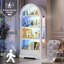 Vitrine arquée de 183 cm de haut avec porte vitrée, à 4 niveaux, avec éclairage RVB et capteur de présence.-1495514504
