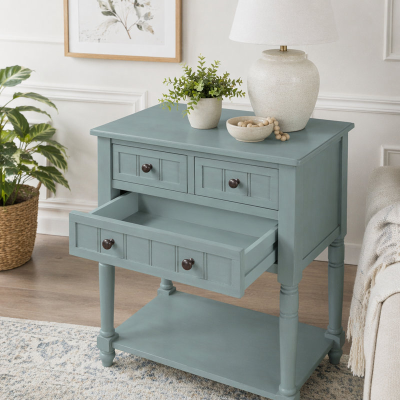 Console étroite, canapé mince avec trois tiroirs de rangement et tablette inférieure pour le salon, assemblage facile