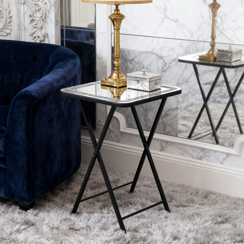 Borjanka Glass Top Side Table Personal  Table  Folding Table 