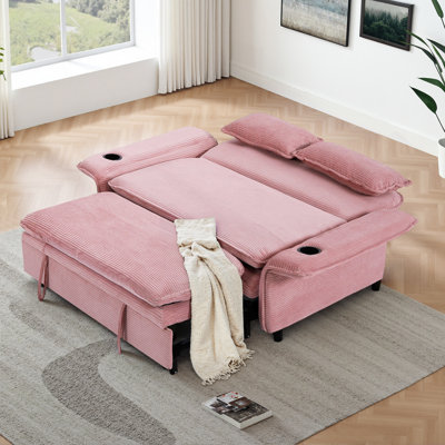 Convertible Sleeper Sofa Futon Sofa Bed, Pull Out Couch With Cup Holders For Living Room, Apartment