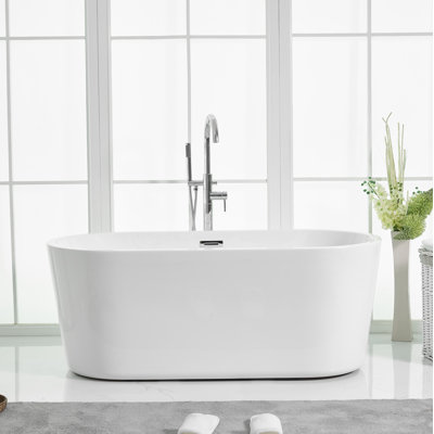 Jakeil 59'' x 27.5'' Soaking Acrylic Bathtub