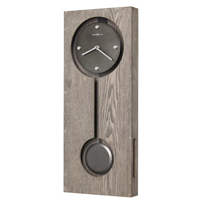 Olsen Modern & Contemporary Vertical Wall Clock, Seaside Gray Hardwood Case with See-Thru Pendulum Window and Charcoal Gray Dial