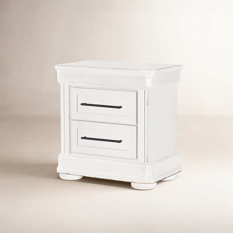Vintage Market 28" Wide Select Hardwoods Picket Fence Finish Cast Iron Hardware Nightstand, White