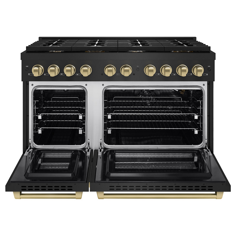 ZLINE Autograph 48 in. Gas Range in Stainless Steel, Black/Champagne Bronze