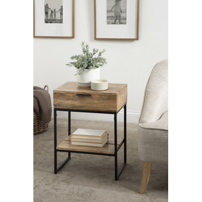 Solid Wood Top End Table with Storage
