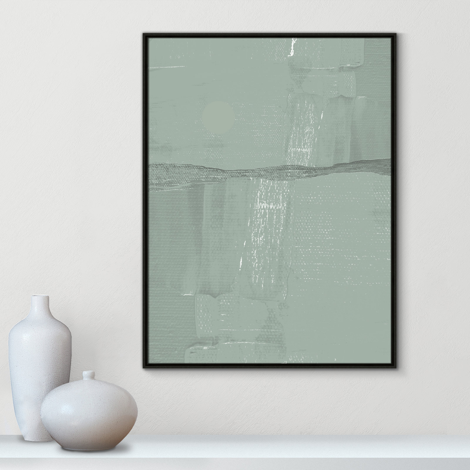 Attica "Sage Abstract" Print, 41.5" H x 31.5" W x 2" D, Espresso