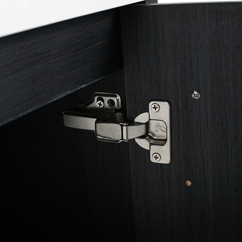Black Freestanding Bathroom Vanity with Gold Handles