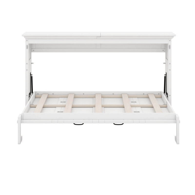 Lit armoire moderne Modern, lit plateforme en bois massif, Lit simple, Blanc