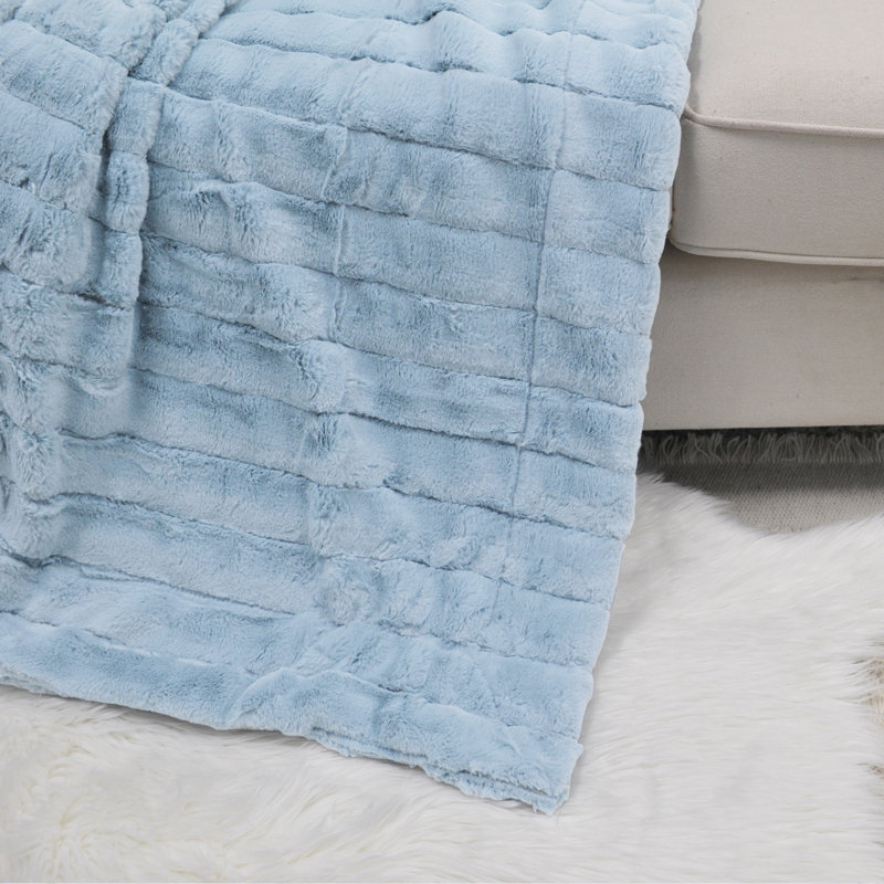 Knitted Throw Blanket, Forget-Me-Not, 127cm W x 152.4cm L