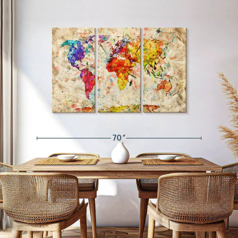 Aliaz Retro Expression World Map, 36" H x 57" W