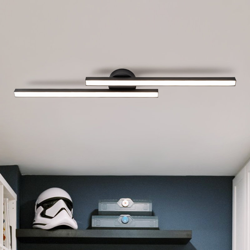 Nobuo 2-Light Integrated LED Aluminum Flush Mount, 2.75" H x 47.2" W x 4.7" D, 6000K