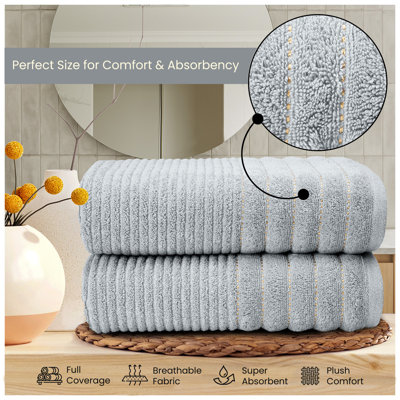 Pack of 4 Ribbed Cotton Towels, Hand, Bath Towels & Sheets, Premium Soft Feel, Quick Dry & Highly Absorbent Towelette