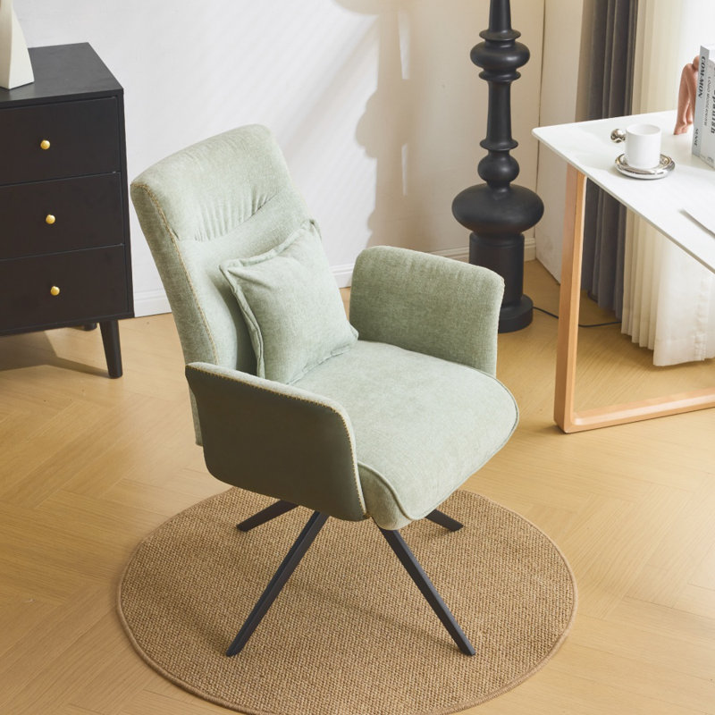 Chaise de bureau pivotante en queue d'aronde 28,3 po Chenille, Vert