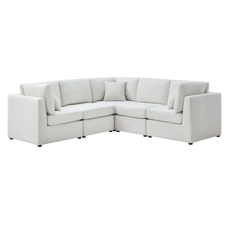 Mchargue Chandler 5-Piece Sectional, Ivory Polyester