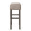 2 chaises de comptoir en lin brun clair - sans dossier avec des pieds en bois gris pour les tabourets de salle à manger modernes (paire)